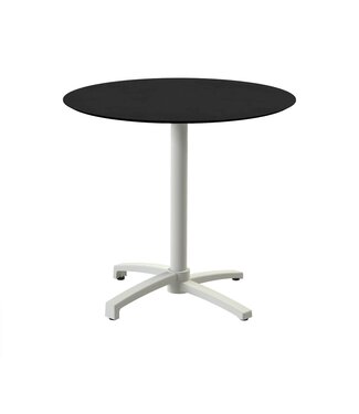 Feros Terrastafel X Cross | Zwart tafelblad | Beige frame | Rond | Ø70cm