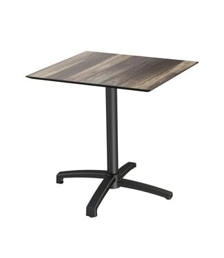 Feros Terrastafel X Cross | Tropical Wood tafelblad | Zwart frame | Vierkant | 70x70cm