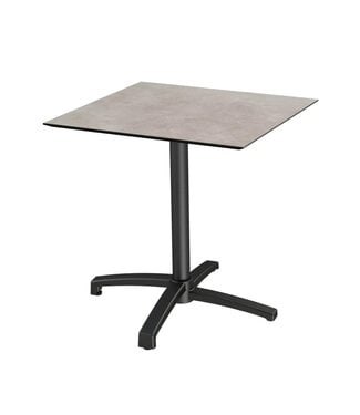 Feros Terrastafel X Cross | Moonstone tafelblad | Zwart frame | Vierkant | 70x70cm
