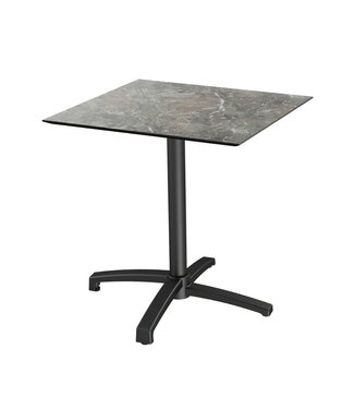 Feros Terrastafel X Cross | Galaxy Marble tafelblad | Zwart frame | Vierkant | 70x70cm