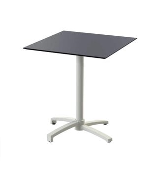 Feros Terrastafel X Cross | Zwart tafelblad | Beige frame | Vierkant | 70x70cm