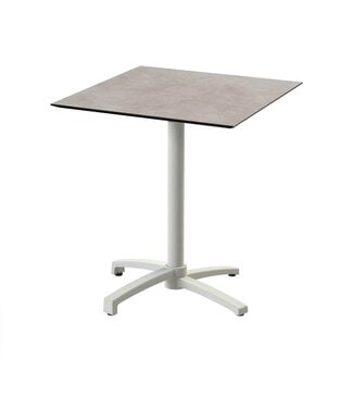 Feros Terrastafel X Cross | Moonstone tafelblad | Beige frame | Vierkant | 70x70cm