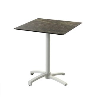 Feros Terrastafel X Cross | Riverwashed Wood tafelblad | Beige frame | Vierkant | 70x70cm