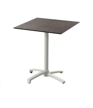 Feros Terrastafel X Cross | Midnight Marble tafelblad | Beige frame | Vierkant | 70x70cm