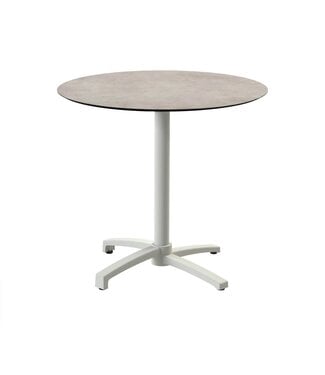 Feros Terrastafel X Cross | Moonstone tafelblad | Beige frame | Rond | Ø70cm