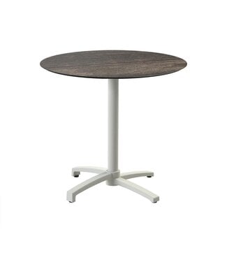 Feros Terrastafel X Cross | Riverwashed Wood tafelblad | Beige frame | Rond | Ø70cm