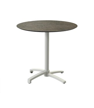 Feros Terrastafel X Cross | Midnight Marble tafelblad | Beige frame | Rond | Ø70cm