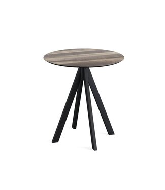 Feros Terrastafel Infinity | Tropical Wood tafelblad | Zwart frame | Rond | Ø70cm