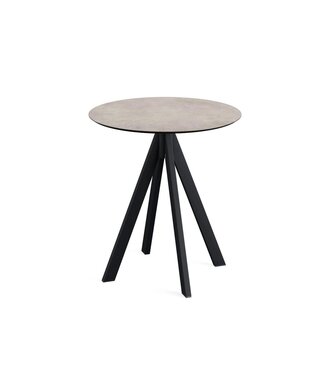 Feros Terrastafel Infinity | Moonstone tafelblad | Zwart frame | Rond | Ø70cm