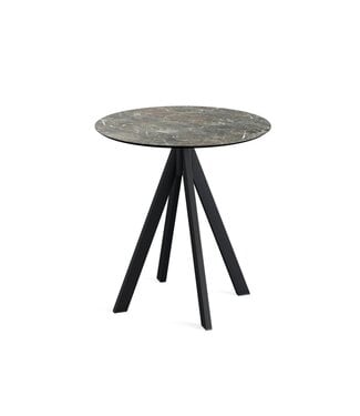 Feros Terrastafel Infinity | Galaxy Marble tafelblad | Zwart frame | Rond | Ø70cm