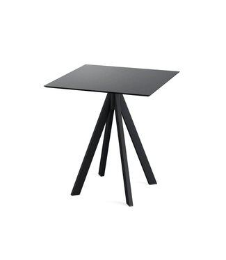 Feros Terrastafel Infinity | Zwart tafelblad | Zwart frame | Vierkant | 70x70cm