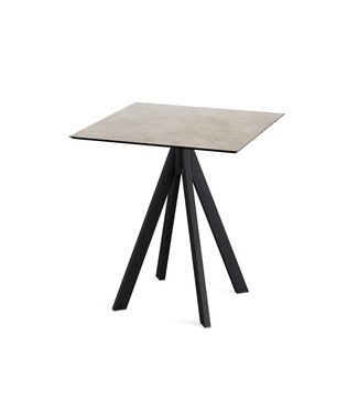 Feros Terrastafel Infinity | Moonstone tafelblad | Zwart frame | Vierkant | 70x70cm