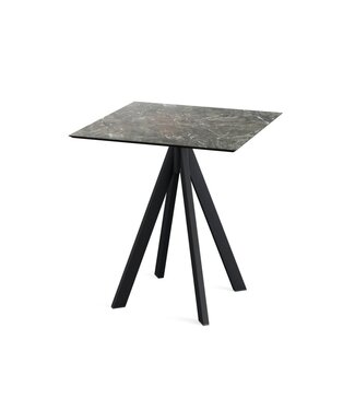 Feros Terrastafel Infinity | Galaxy Marble tafelblad | Zwart frame | Vierkant | 70x70cm
