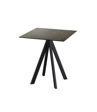 Feros Terrastafel Infinity | Midnight Marble tafelblad | Zwart frame | Vierkant | 70x70cm