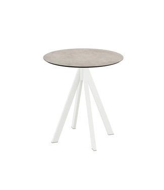 Feros Terrastafel Infinity | Moonstone tafelblad | Wit frame | Rond | Ø70cm