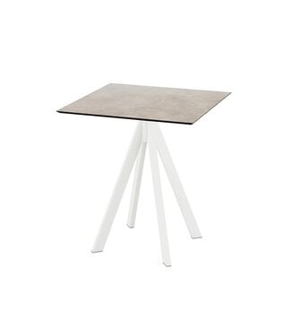 Feros Terrastafel Infinity | Moonstone tafelblad | Wit frame | Vierkant | 70x70cm