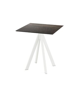 Feros Terrastafel Infinity | Riverwashed Wood tafelblad | Wit frame | Vierkant | 70x70cm