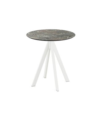 Feros Terrastafel Infinity | Galaxy Marble tafelblad | Wit frame | Rond | Ø70cm