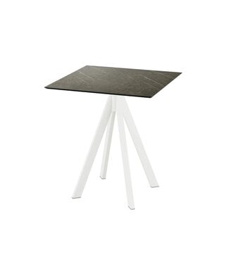 Feros Terrastafel Infinity | Midnight Marble tafelblad | Wit frame | Vierkant | 70x70cm