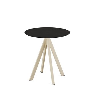 Feros Terrastafel Infinity | Zwart tafelblad | Beige frame | Rond | Ø70cm