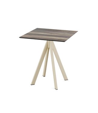 Feros Terrastafel Infinity | Tropical Wood tafelblad | Beige frame | Vierkant | 70x70cm