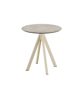 Feros Terrastafel Infinity | Moonstone tafelblad | Beige frame | Rond | Ø70cm