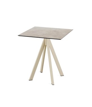 Feros Terrastafel Infinity | Moonstone tafelblad | Beige frame | Vierkant | 70x70cm