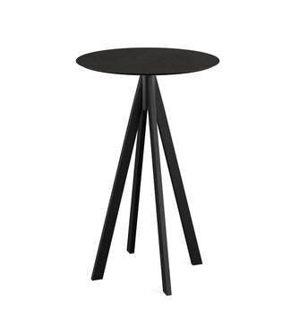 Feros Bartafel Infinity | Zwart tafelblad | Zwart frame | Rond | Ø70cm