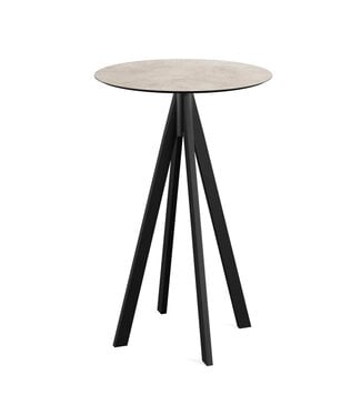 Feros Bartafel Infinity | Moonstone tafelblad | Zwart frame | Rond | Ø70cm