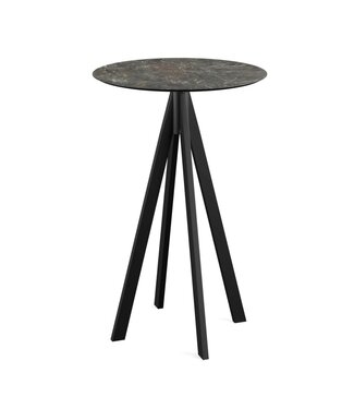 Feros Bartafel Infinity | Galaxy Marble tafelblad | Zwart frame | Rond | Ø70cm