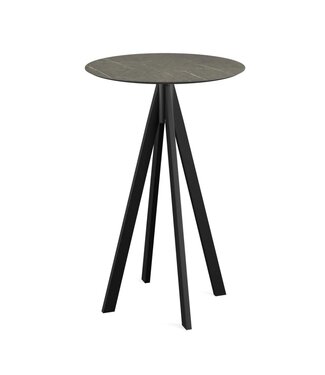 Feros Bartafel Infinity | Midnight Marble tafelblad | Zwart frame | Rond | Ø70cm