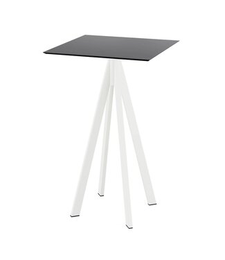 Feros Bartafel Infinity | Zwart tafelblad | Wit frame | Vierkant | 70x70cm