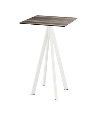 Feros Bartafel Infinity | Tropical Wood tafelblad | Wit frame | Vierkant | 70x70cm