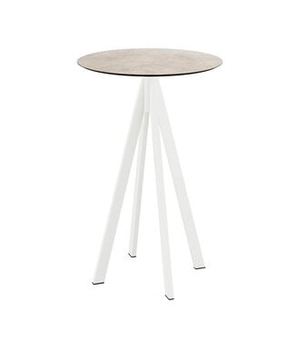 Feros Bartafel Infinity | Moonstone tafelblad | Wit frame | Rond | Ø70cm