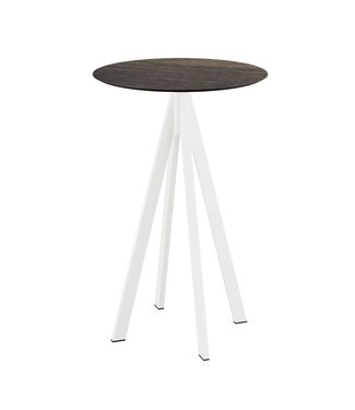 Feros Bartafel Infinity | Riverwashed Wood tafelblad | Wit frame | Rond | Ø70cm