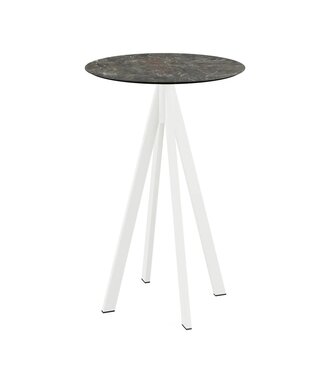 Feros Bartafel Infinity | Galaxy Marble tafelblad | Wit frame | Rond | Ø70cm