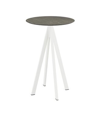 Feros Bartafel Infinity | Midnight Marble tafelblad | Wit frame | Rond | Ø70cm