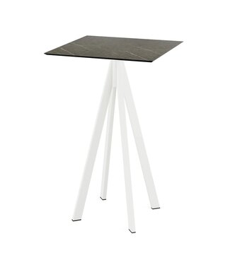 Feros Bartafel Infinity | Midnight Marble tafelblad | Wit frame | Vierkant | 70x70cm