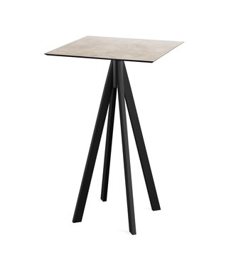 Feros Bartafel Infinity | Moonstone tafelblad | Zwart frame | Vierkant | 70x70cm