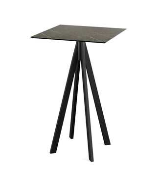 Feros Bartafel Infinity | Midnight Marble tafelblad | Zwart frame | Vierkant | 70x70cm