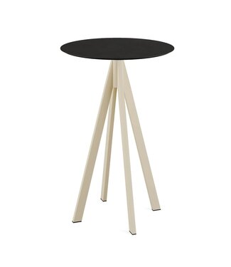 Feros Bartafel Infinity | Zwart tafelblad | Beige frame | Rond | Ø70cm
