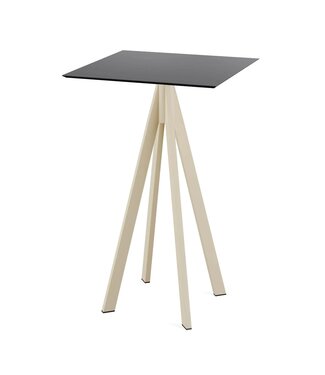Feros Bartafel Infinity | Zwart tafelblad | Beige frame | Vierkant | 70x70cm