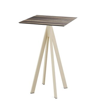 Feros Bartafel Infinity | Tropical Wood tafelblad | Beige frame | Vierkant | 70x70cm
