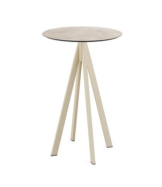 Feros Bartafel Infinity | Moonstone tafelblad | Beige frame | Rond | Ø70cm