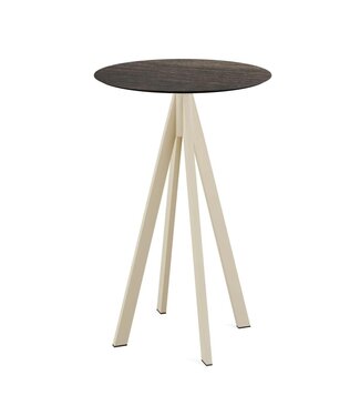 Feros Bartafel Infinity | Riverwashed Wood tafelblad | Beige frame | Rond | Ø70cm