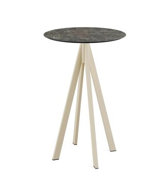 Feros Bartafel Infinity | Galaxy Marble tafelblad | Beige frame | Rond | Ø70cm