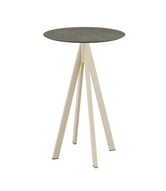 Feros Bartafel Infinity | Midnight Marble tafelblad | Beige frame | Rond | Ø70cm