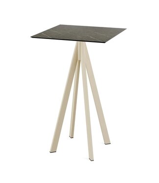 Feros Bartafel Infinity | Midnight Marble tafelblad | Beige frame | Vierkant | 70x70cm