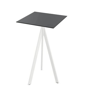 Feros Bartafel Infinity Tripod | Zwart HPL Tafelblad | Wit | Vierkant | 70x70cm