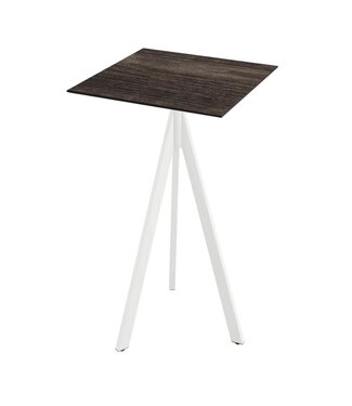 Feros Bartafel Infinity Tripod | Riverwashed Wood tafelblad | Wit | Vierkant | 70x70cm